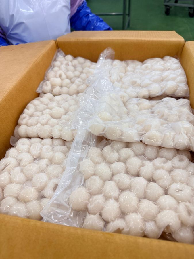 Frozen peeled longan in vacuum bags